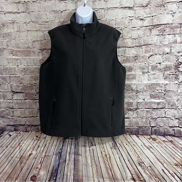 Lands End The Outfitters Gray Fleece Zipper Sleeveless Vest - Picture 1 of 9